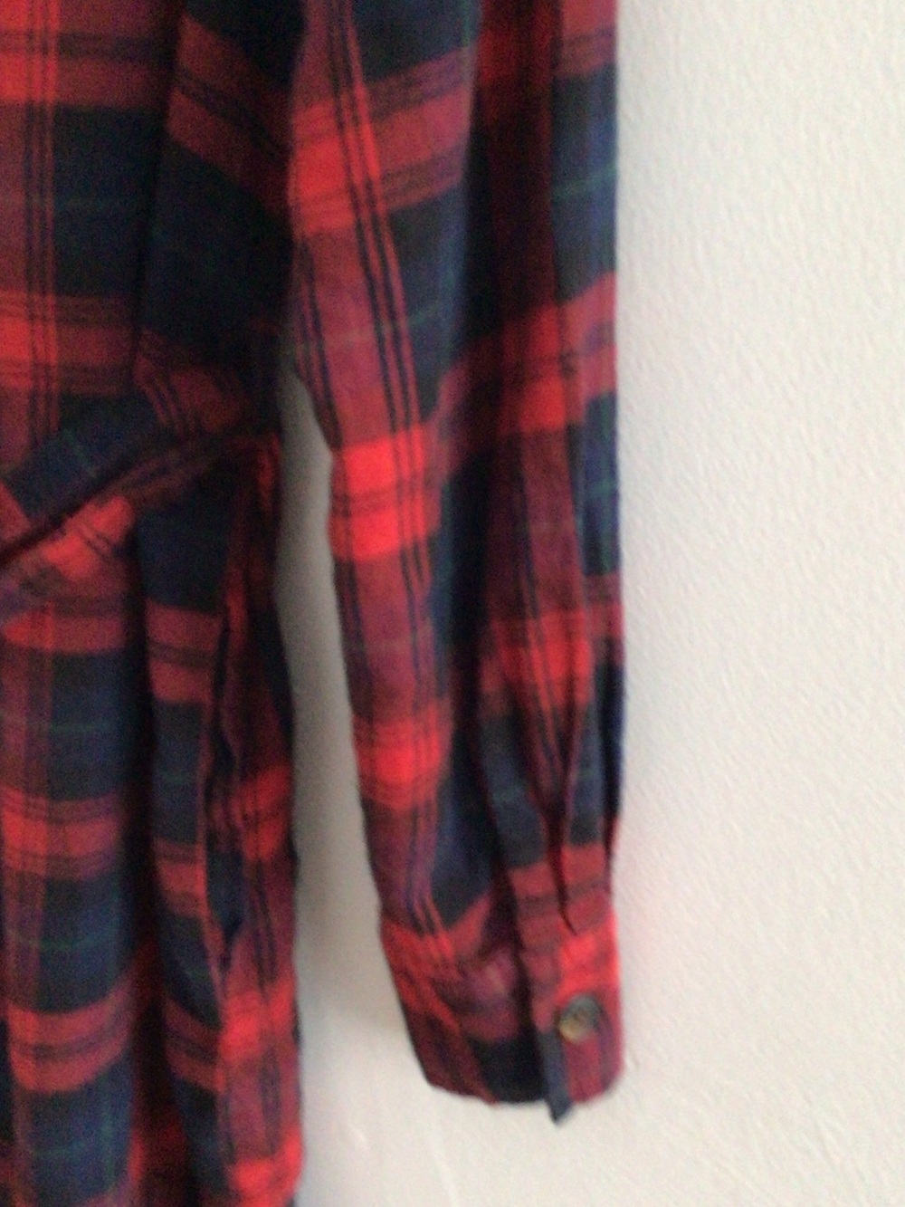 Uniqlo Red and Navy Plaid Long Sleeve Shirt Dress - Picture 4 of 4